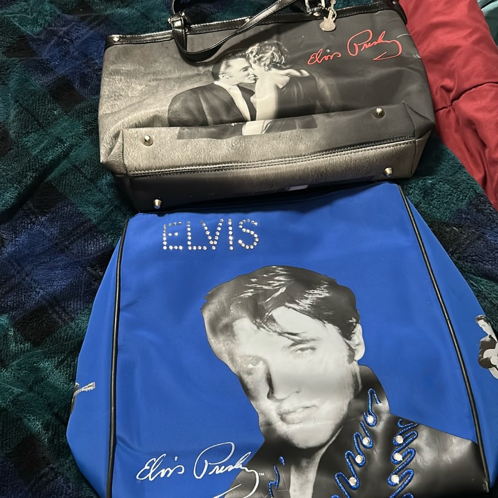 Elvis Blue Rhinestone Tote Bag Purse Flirting